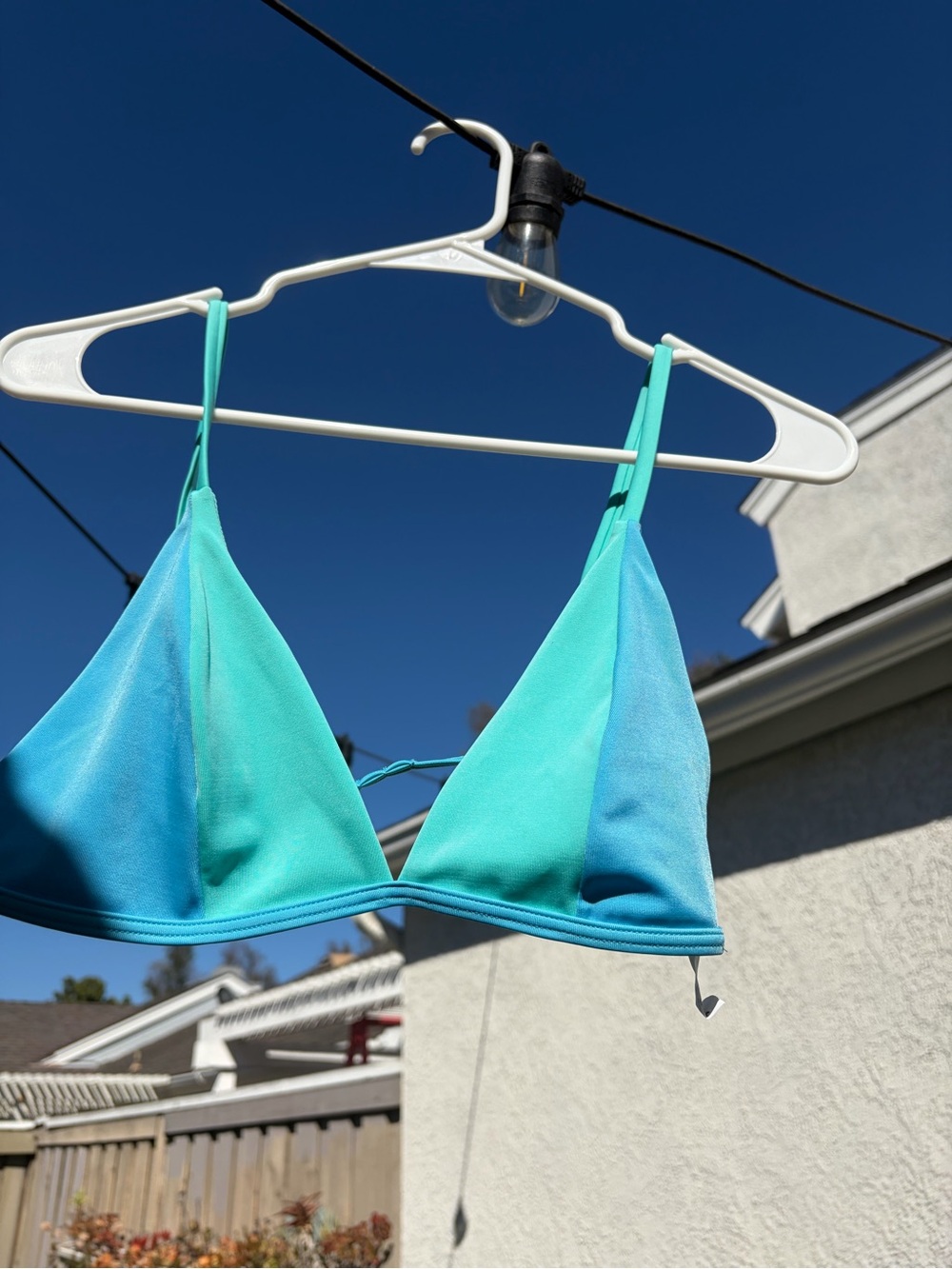 Parade Triangle Bikini Top - Teal & Blue, Like New!